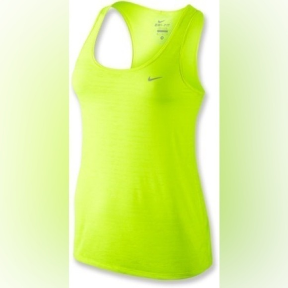 Nike Dri-Fit Racer Back Tank Top Neon Yellow - Picture 1 of 10